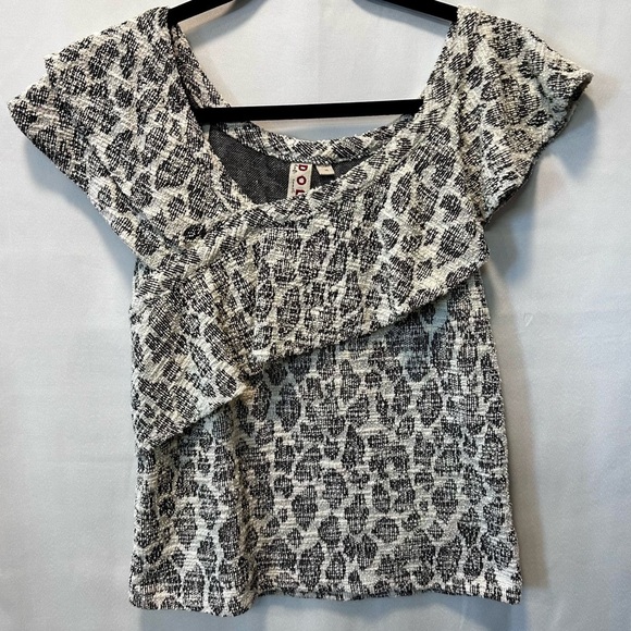 Anthropologie Dolan Left Ciast Savannah Leopard Print Ruffle Asymmetrical Top XS - Picture 1 of 7